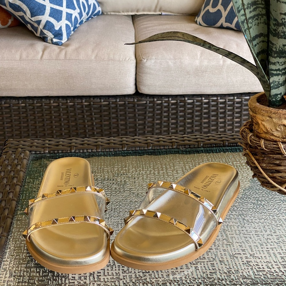Valentino Gold Studded Sandals